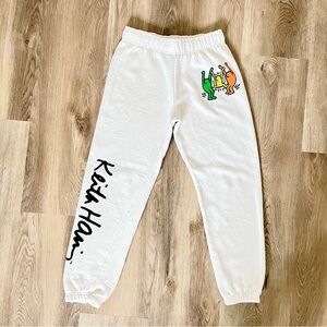 Keith Haring x Goodie Two Sleeves White Graphic Joggers S/M